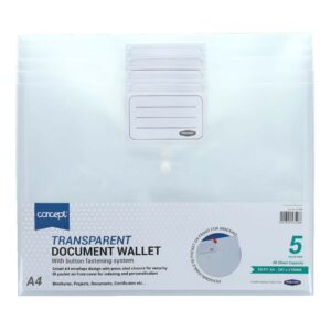 A4 Clear Button Wallet (Pack of 5)