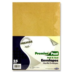 C5 Manilla Peel and Seal Envelopes Pk25
