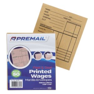 Printed Wage Peel and Seal Envelopes Pk50