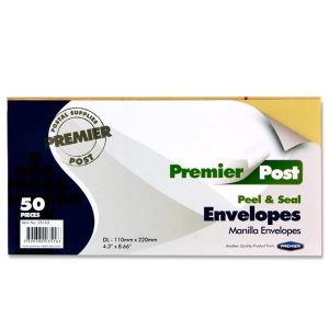 DL Manilla Peel and Seal Envelopes Pk50