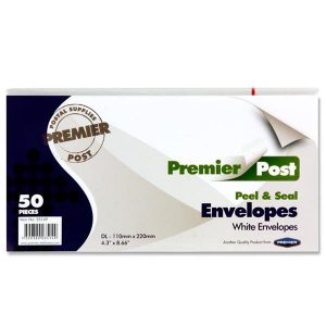 DL White Peel and Seal Envelopes Pk50