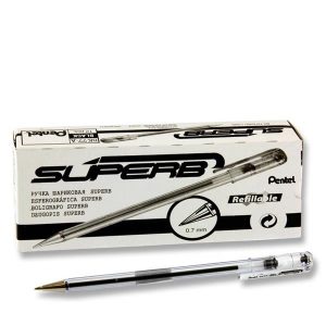 Pentel Superb Fine 0.7mm Ballpoint Pen - Black (Box of 12)