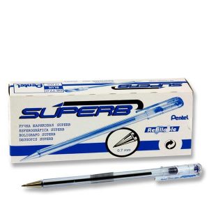 Pentel Superb Fine 0.7mm Ballpoint Pen - Blue (Box of 12)