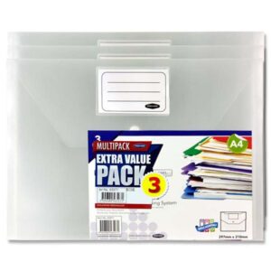 A4 Clear Button Wallets (Pack of 3)