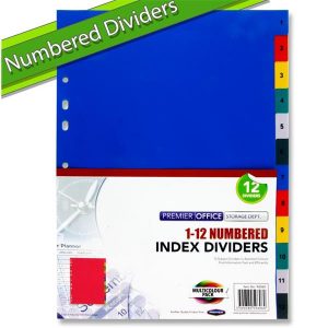 A4 1-12 Numbered Subject Dividers