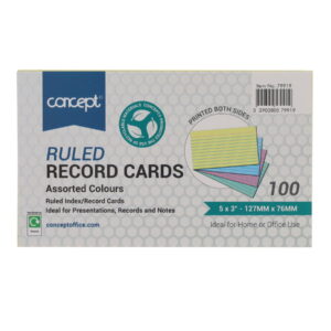 5in x 3in Ruled Record Cards - Colour (Pack of 100)