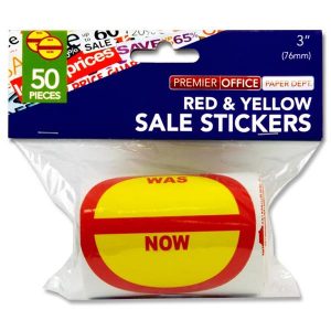 3in Red and Yellow Sale Stickers (Roll of 50)