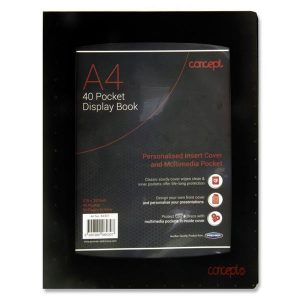 A4 40 Pocket Presentation Display Book Black