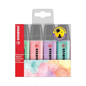 Stabilo Boss Highlighters Assorted Pastel (Pack of 4)