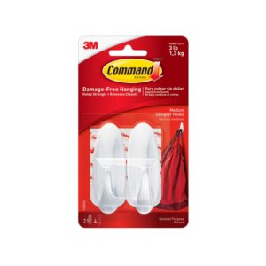 3M Command Oval Adhesive Hooks Medium (2 Hooks and 4 Strips)