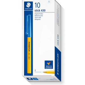 STAEDTLER Medium Stick 430 Ballpoint Pen Blue Box of 10