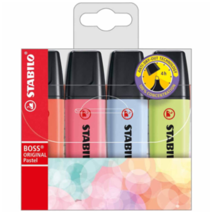 Stabilo Boss Highlighters Assorted Pastel (Pack of 4)