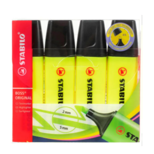 Stabilo Boss Original Highlighter Pk4 Yellow