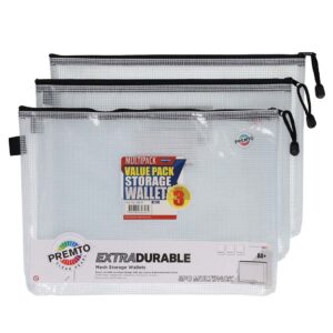 A4+ Extra Durable Mesh Storage Wallet - Clear Pearl Pk3