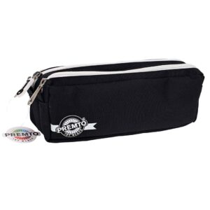 Premto Pastel Triple Pocket Pencil Case-Jet Black