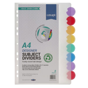 A4 Round Tab 8 Subject Divider 65226