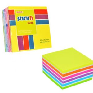 Stickn Sticky Notes Cube 76x76mm 400 Sheets Neon Colours 21539