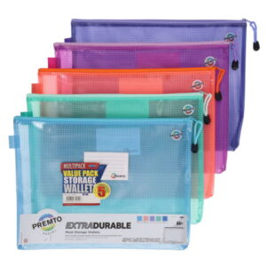 Premto A4+ Mesh Wallets pack of 5 Pastel