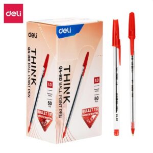 Deli EQ4 Think Ballpen Medium Red Bx50